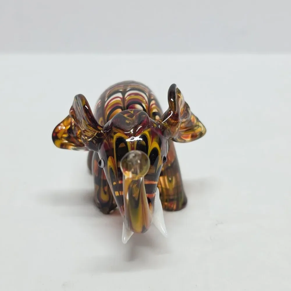 Vintage LENOX Amber Red Elephant Art Glass Handblown Figurine